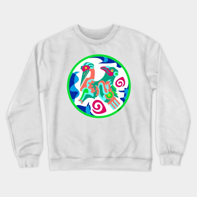 mexican seagull glyph codex in totonac cute patterns art Crewneck Sweatshirt by jorge_lebeau